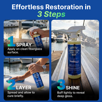 Carnauba Glass Coat Spray | Premium Boat Wax for Fiberglass & Gel Coat